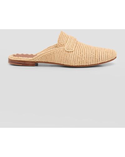 Carrie Forbes Tapa Woven Raffia Loafer Mules - White