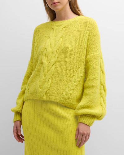 Eleven Six Vaida Drop-shoulder Cable-knit Sweater - Yellow