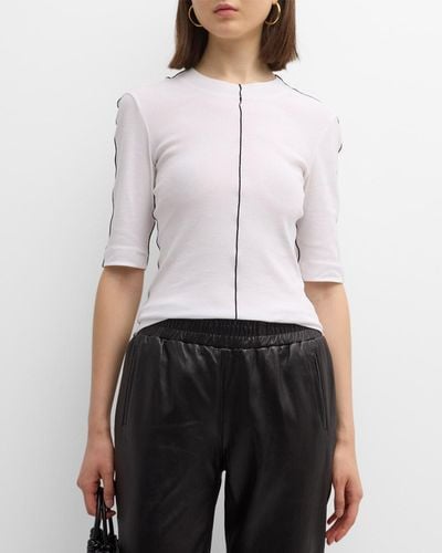 Rosetta Getty Contrast Seam Short-Sleeve Rib Jersey T-Shirt - White