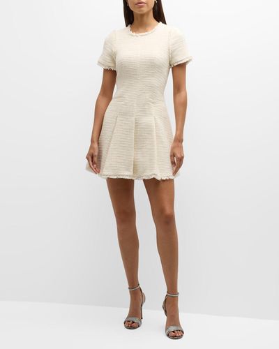 Cinq À Sept Nova Cotton Boucle Pleated Mini Dress - White