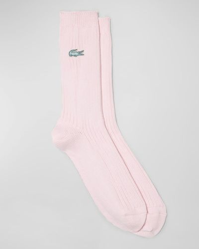 Lacoste X Le Fleur Knit Logo Socks - Pink