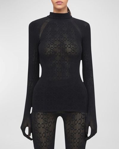 Wolford X Simkhai Warp-Knit Top With Gloves - Black