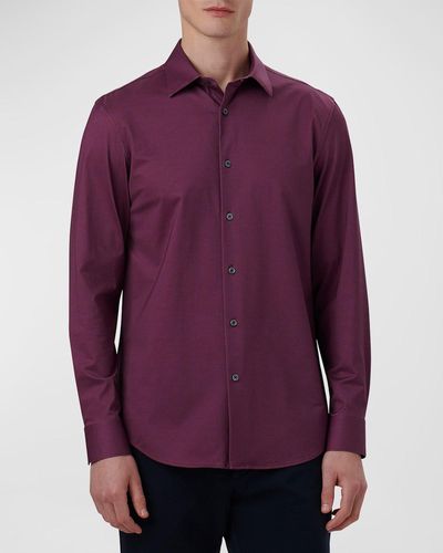 Bugatchi Ooohcotton Tech Solid Sport Shirt - Purple