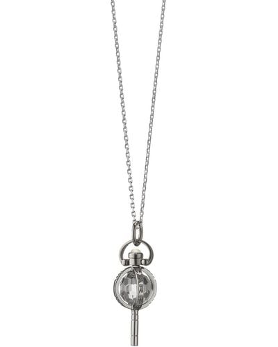 Monica Rich Kosann Sterling Mini Carpe Diem Key Charm Necklace With Rock Crystal, 17"L - Metallic