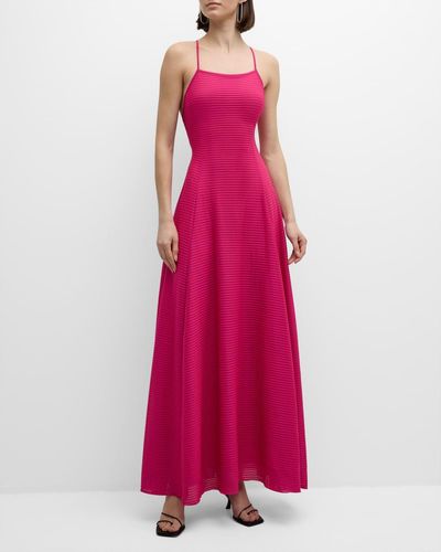 Emporio Armani Ribbed A-Line Jersey Halter Maxi Dress - Pink