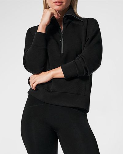 Spanx Airessentials Half-Zip Pullover Sweatshirt - Black
