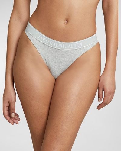 Polo Ralph Lauren Ribbed Mid-Rise Logo Thong - Multicolor