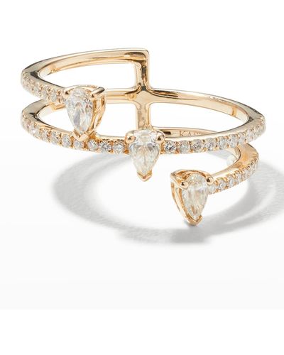 Kastel Jewelry 14K Asymmetrical 3-Drop Spiral Diamond Ring - Metallic