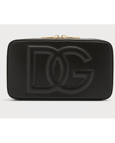 Dolce & Gabbana Dg Logo Zip Leather Clutch Bag - Black