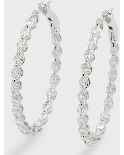 Neiman Marcus 18k White Gold Round Diamond Hoop Earrings