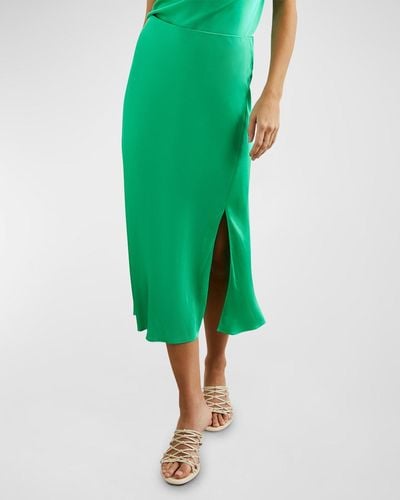 Rails Maya Satin Midi Skirt - Green