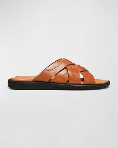 Donald J Pliner Iggie Leather Crisscross Slide Sandals - Brown