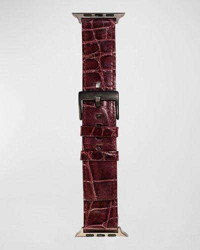 Abas Apple Watch Alligator-Leather Watch Strap, Space Finish - Purple