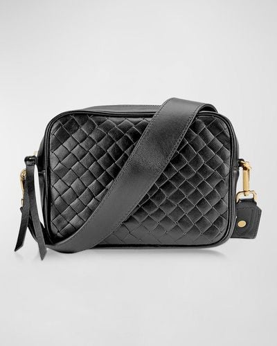 Gigi New York Madison Zip Woven Leather Crossbody Bag - Black
