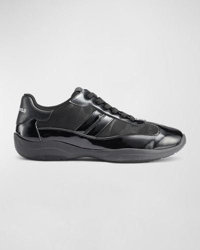 Karl Lagerfeld Tonal Nylon & Patent Leather Low-Top Sneakers - Black