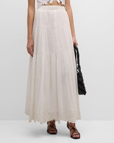 Vanessa Bruno Antoinette Tiered Eyelet-Embroidered Maxi Skirt - Natural