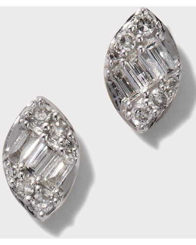 STONE AND STRAND Diamond Petal Stud Earrings - Metallic