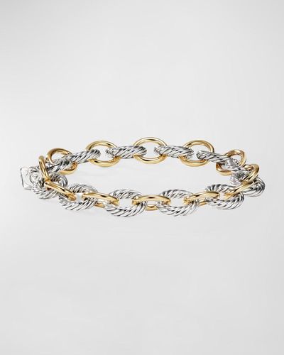 David Yurman Chain Oval Link Bracelet With 18k Gold And Silver, 10mm, 7.5" - Metallic