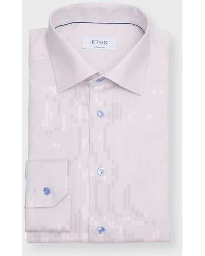 Eton Contemporary Fit Semi Solid Dobby Shirt - Pink