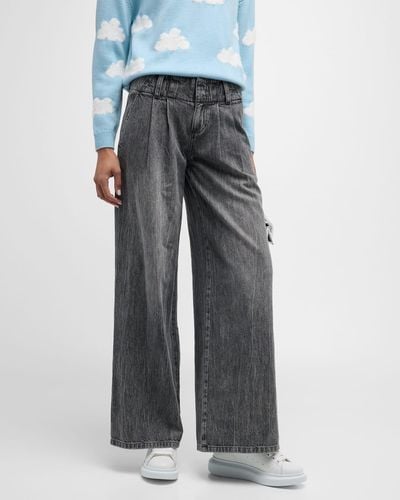 Alice + Olivia Anders Low-rise Pleated Wide-leg Jeans - Gray