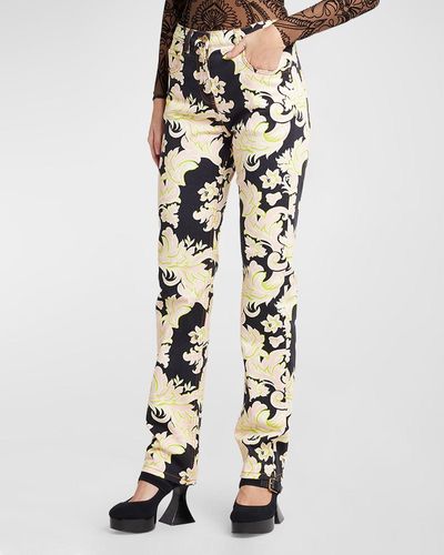 Etro Mid-rise Tropical-print Straight-leg Jeans - Natural