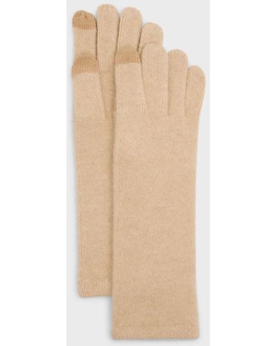 Sofiacashmere Mid-Length Cashmere Jersey Knit Gloves - Natural