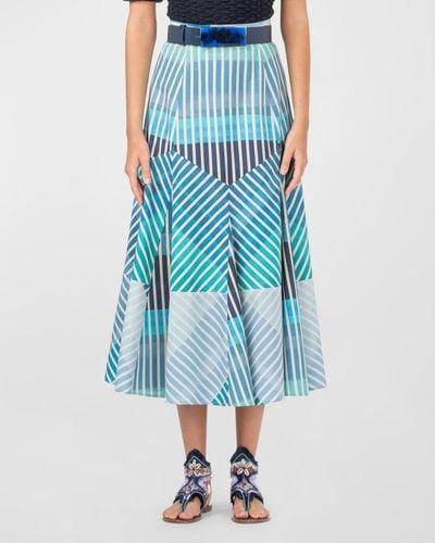 Silvia Tcherassi Madaini Abstract Striped Maxi Skirt - Blue