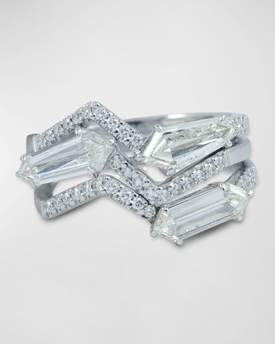 Kavant & Sharart 18k White Gold 3-row Diamond Ring - Metallic