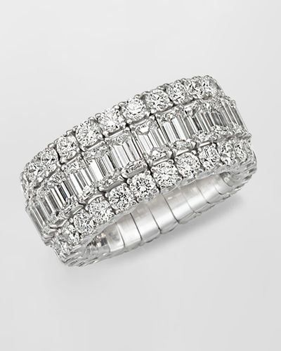 Picchiotti 18K Xpandable Fg/Vvs Emerald Cut And Round Diamond Ring, Size 6.5 - White