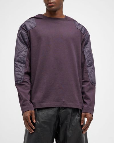 Burberry T-Shirt With Tonal Nylon Patches - Purple