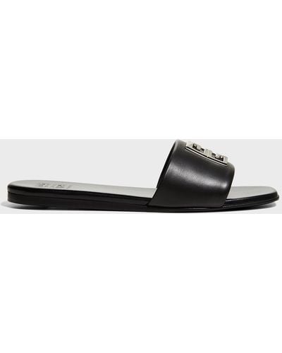 Givenchy 4G Lambskin Medallion Flat Sandals - Black