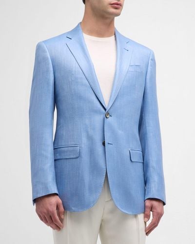 Emporio Armani Textured Viscose Sport Coat - Blue