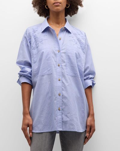 Mother The Roomie Pocket Button Down Shirt - Blue
