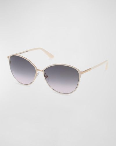 Tom Ford Penelope Gradient Acetate & Metal Round Sunglasses - White