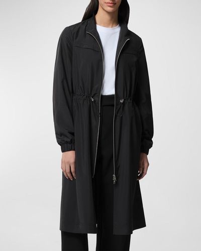 SOIA & KYO Ultra-Light Water-Repellent Packable Trench Coat - Black