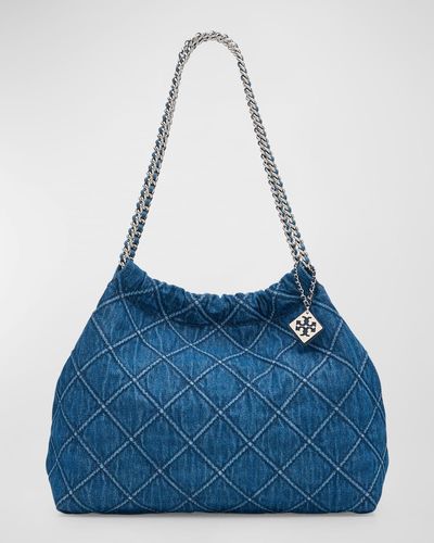 Tory Burch Fleming Drawstring Hobo Bag - Blue