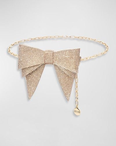 Judith Leiber Crystal Bow Chain Belt - Natural
