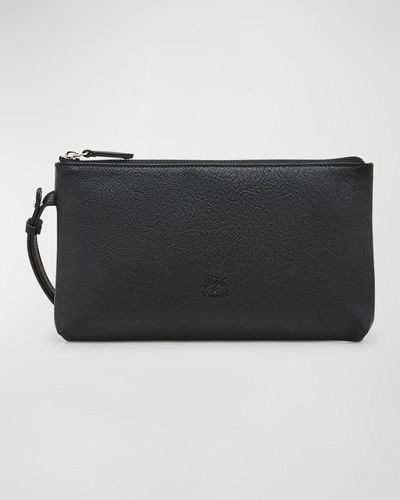 Il Bisonte Oriuolo Vacchetta Leather Clutch Bag - Black