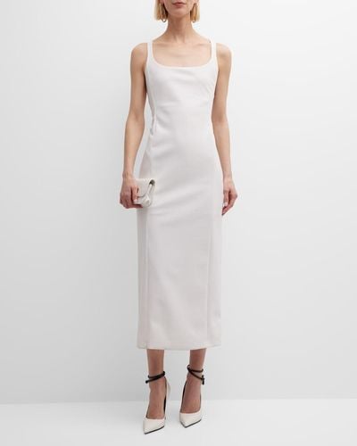 Emporio Armani Sleeveless Cutout Jersey Midi Dress - White
