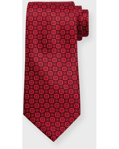 Stefano Ricci Silk Medallion-Print Tie - Red