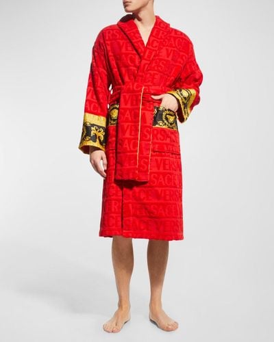 Versace Barocco Sleeve Robe - Red