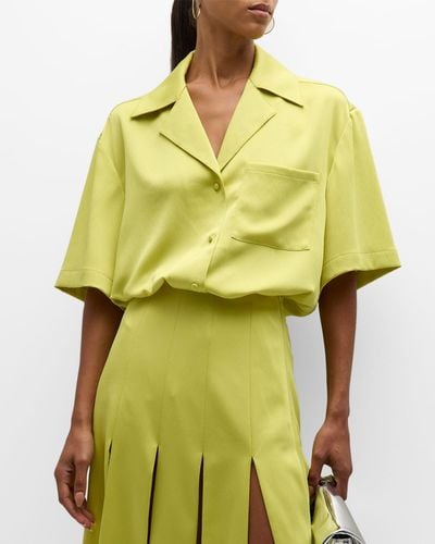 Anna Quan Mason Satin Button-Front Shirt - Yellow
