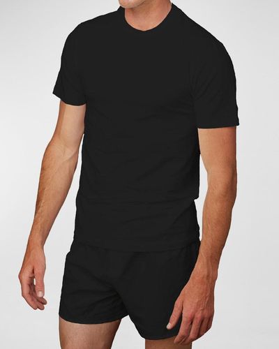 Neiman Marcus 3-pack Cotton Stretch T-shirts - Black