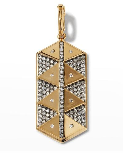 Harwell Godfrey Yellow Gold Elongated Hexagonal Shield Charm With Diamonds - Metallic