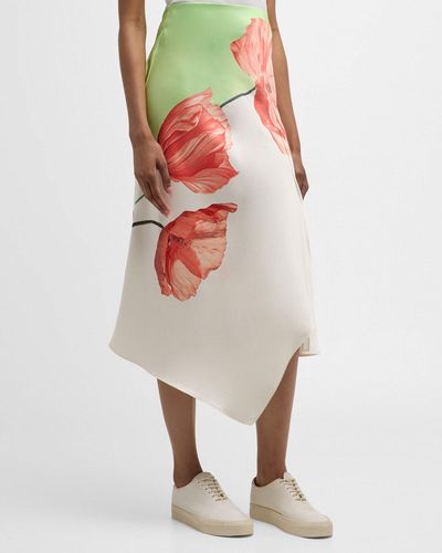 Alice + Olivia Harmony Drapey Slit Asymmetric Skirt - Multicolor