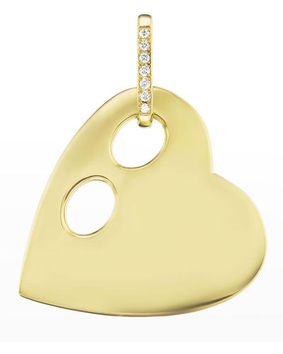 Jenna Blake Yellow Gold Anchored Heart Charm With Diamonds - Metallic
