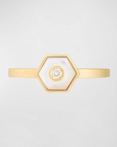 Miseno Baia Sommersa 18k Yellow Gold Ring With White Diamond And Mother-of-pearl - Metallic