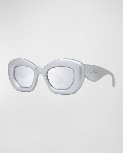 Loewe Inflated Monochrome Acetate Butterfly Sunglasses - Metallic
