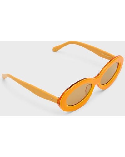 Karen Walker Monochrome Acetate Oval Sunglasses - Multicolor