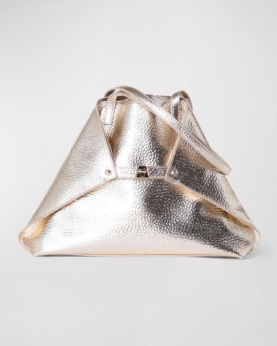 Akris Ai Medium Hammered Shoulder Bag - Natural